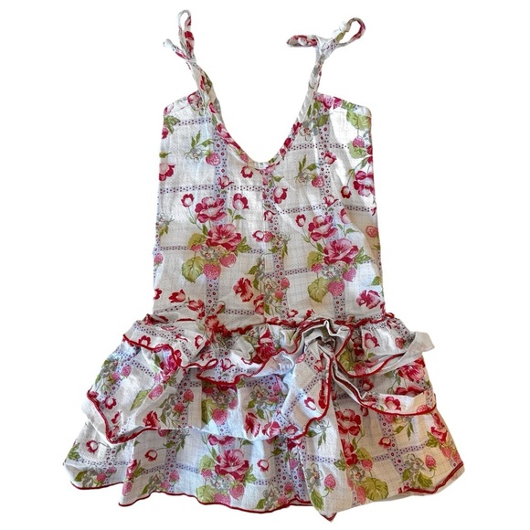 Tralala Floral Ruffle Dress With Tie Straps - Picture 2 of 7